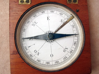 Close up view of paper dial showing French dial design